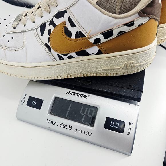 Nike Custom Cowprint White Tan Air Force 1 Sneaker Shoe women's 6.5 - Picture 10 of 10